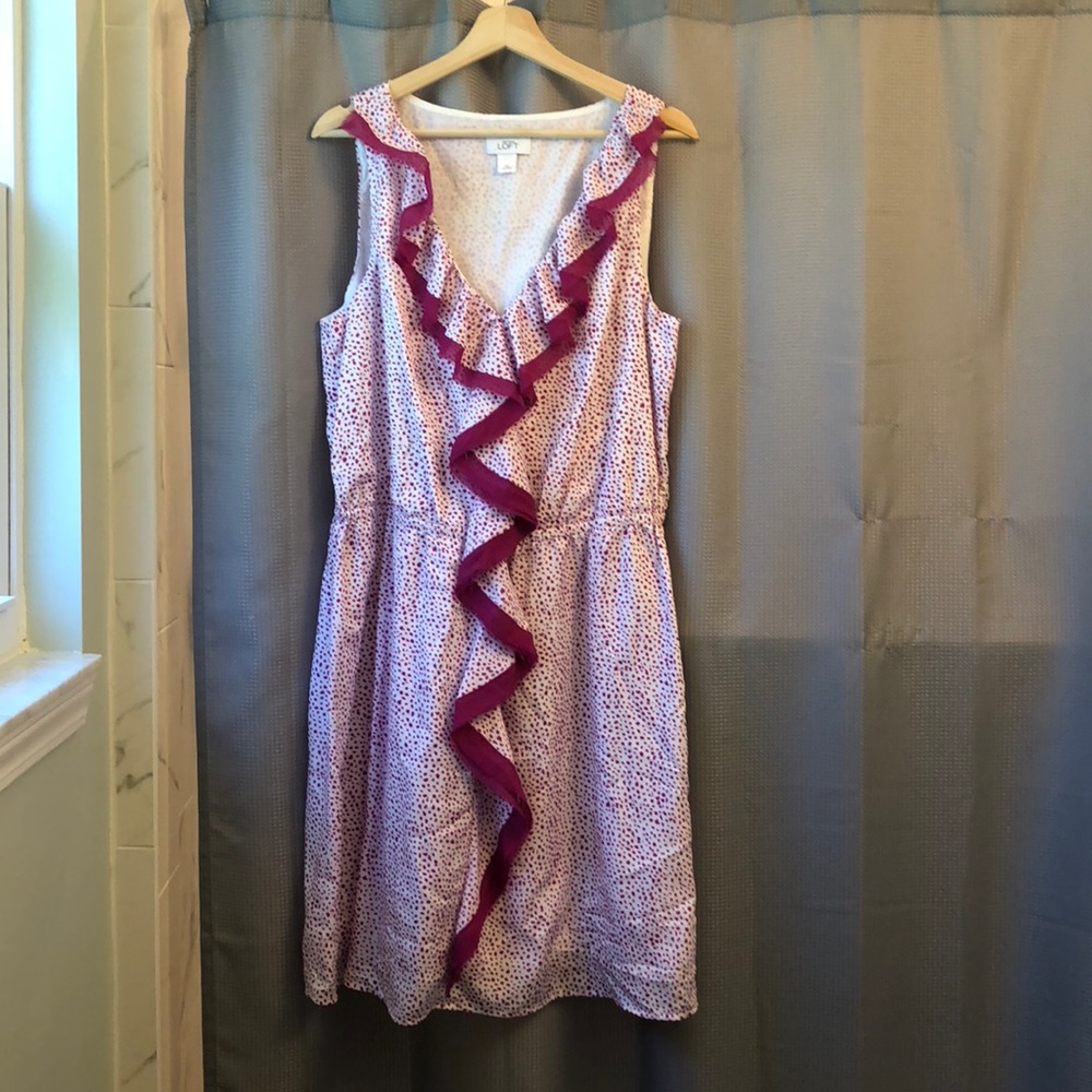 Loft Pink Polka Dot Dress